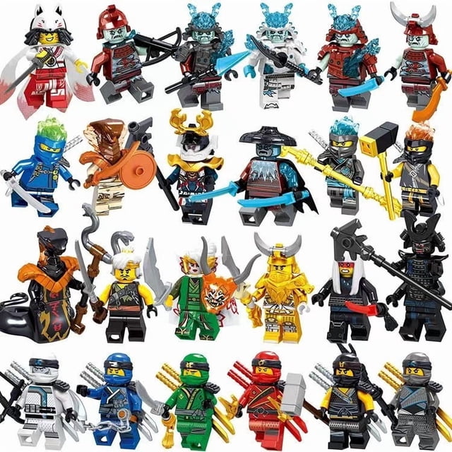 24 Piezas Figura Ninja Hielo Samurai Blizzard Bloques Construcción MOC, Muñecos Acción Guerrero Fantasma, Regalo Único para Niños y Coleccionistas