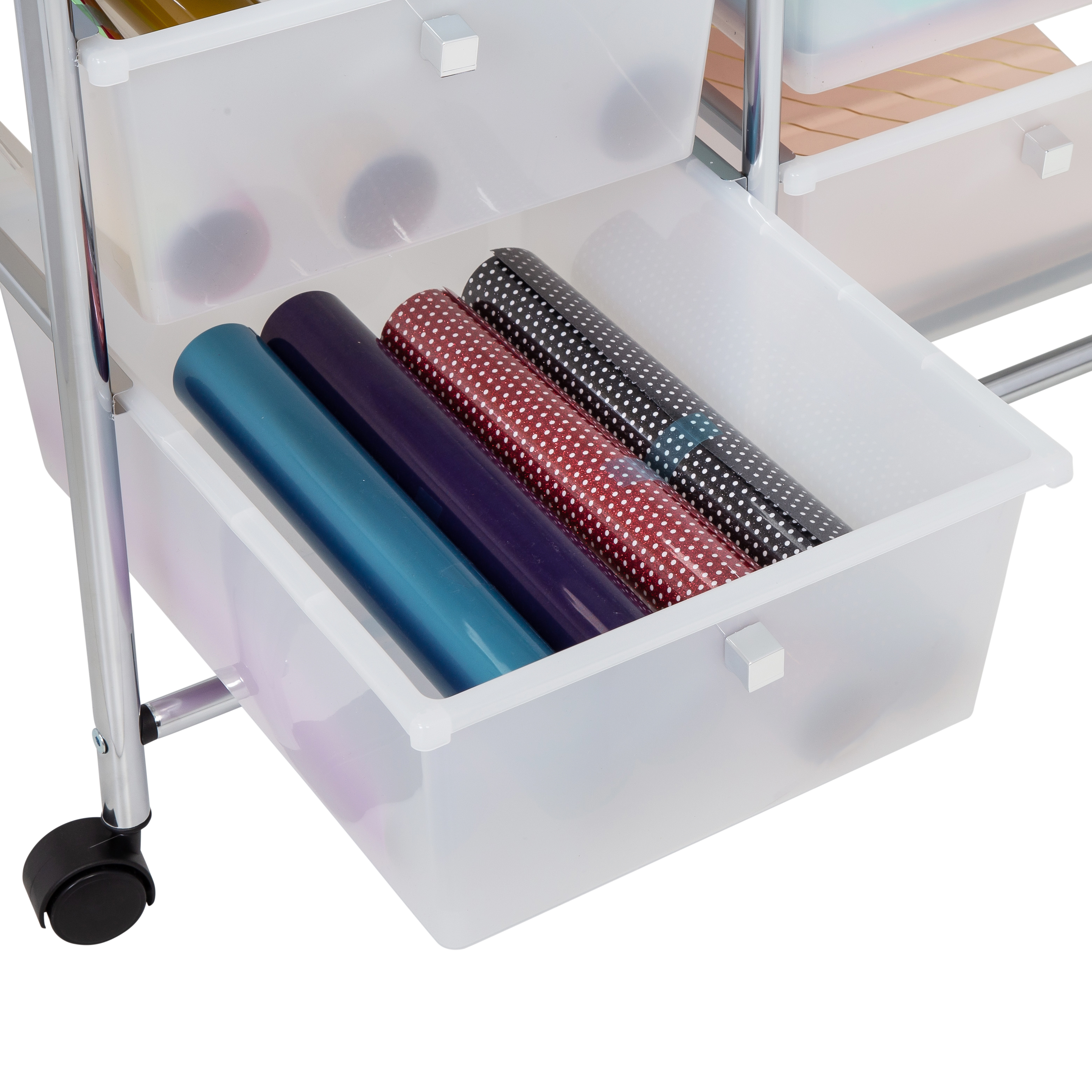 Honey-Can-Do Plastic 12-Drawer Rolling Craft Craft or Office Cart, Clear/Chrome - image 5 of 10