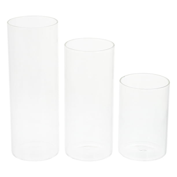 3 portavelas de vidrio transparente para velas votivas, portavelas cilíndricos.