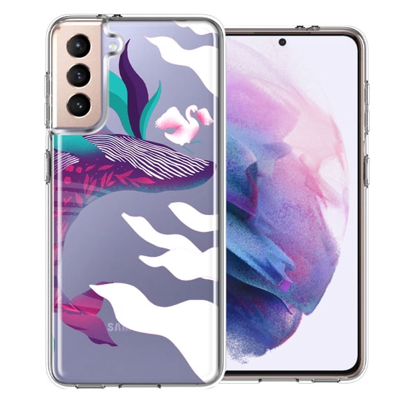 MUNDAZE For Samsung Galaxy S21 Plus Mystic Floral Whale Design Double Layer Phone Case Cover