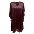 thumbnail image 4 of QHFBli Robe Mini Pailletée pour Femmes Col Montant Manches Cape Cocktail Scintillante Élégante Robes Invité de Mariage Soirée, 4 of 5