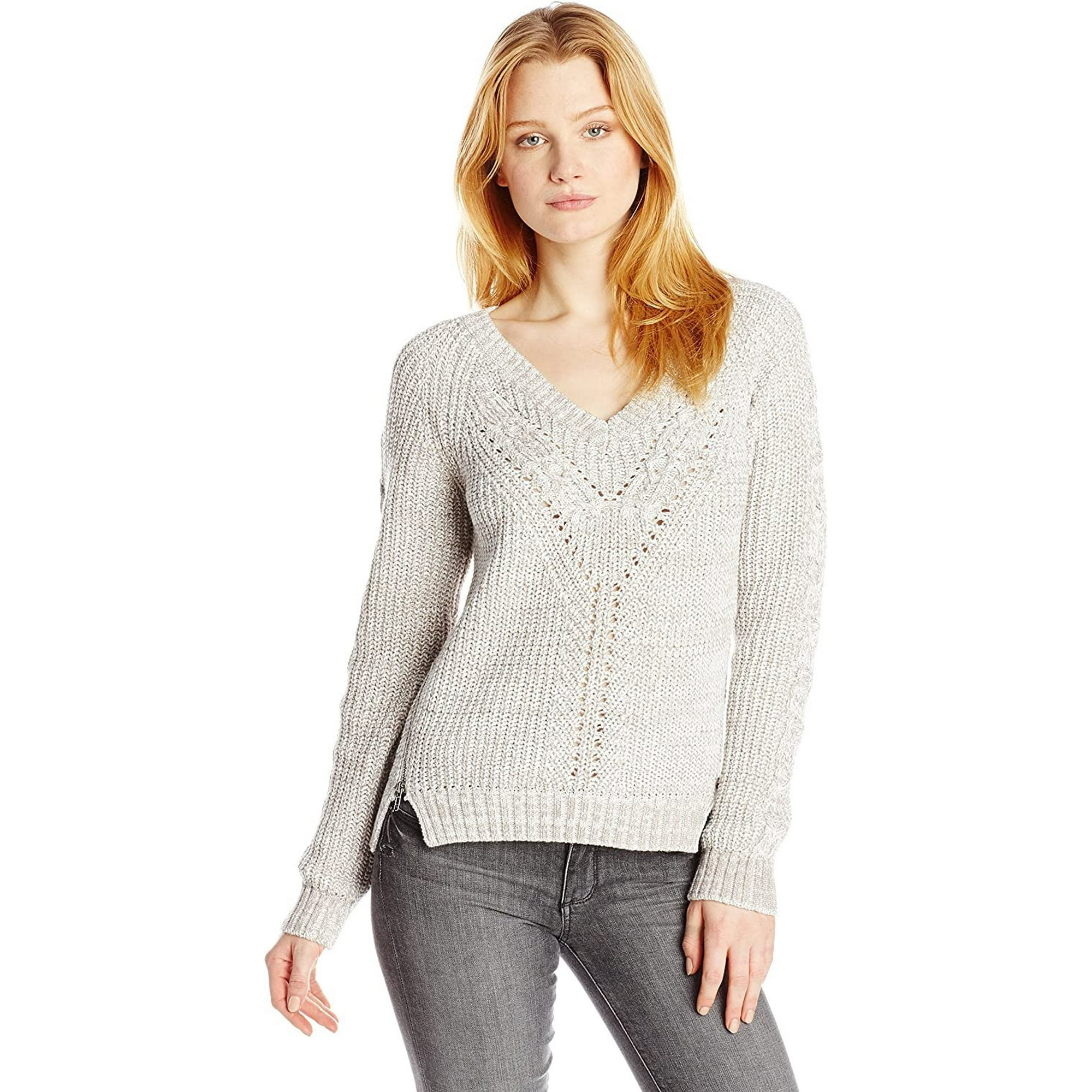 Buffalo David Bitton Women s Bellin Two Color Tape Yarn Sweater Platinum White Marl Medium Walmart