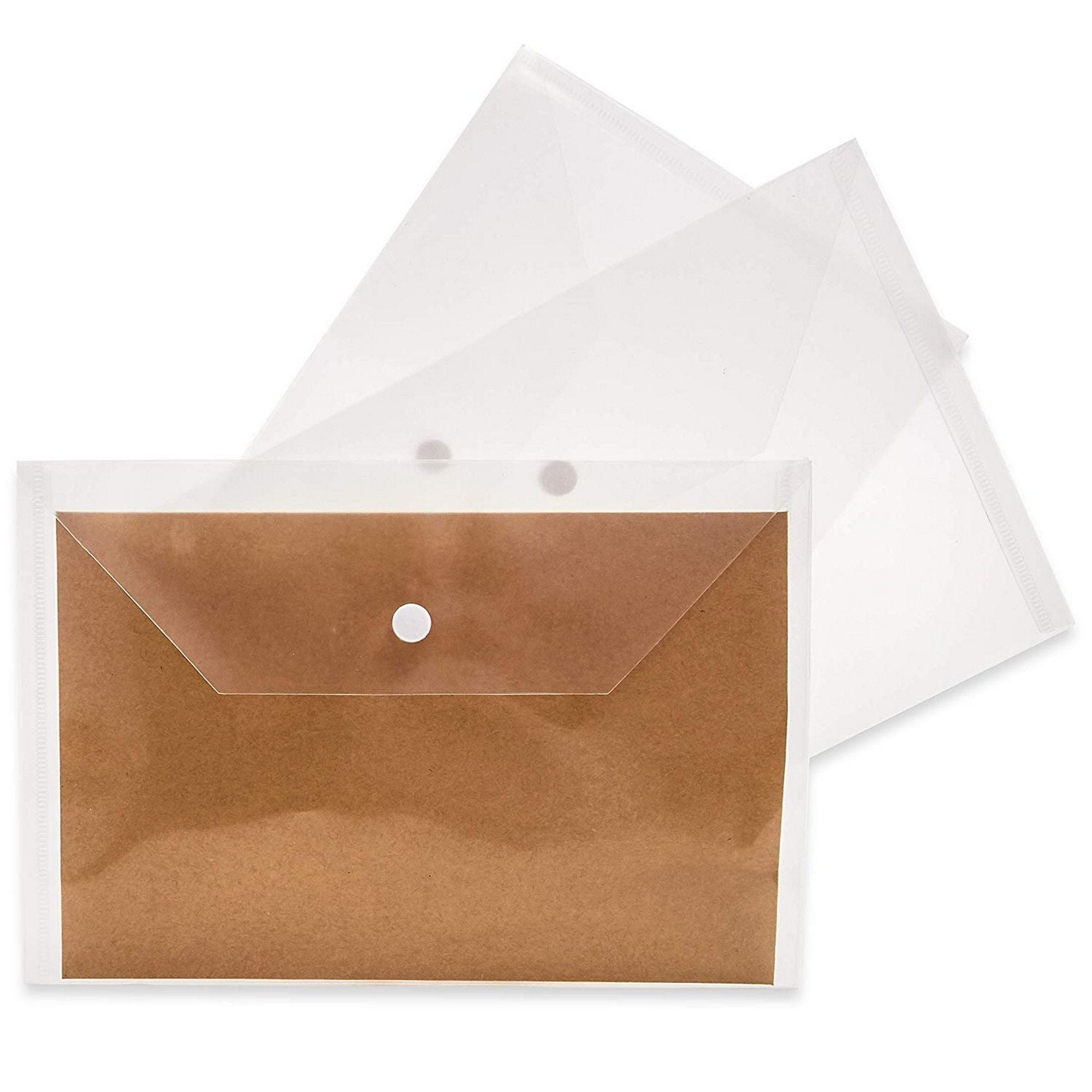 50Pack Plastic Poly Document Envelopes with Snap Closure, 10 X 6.5
