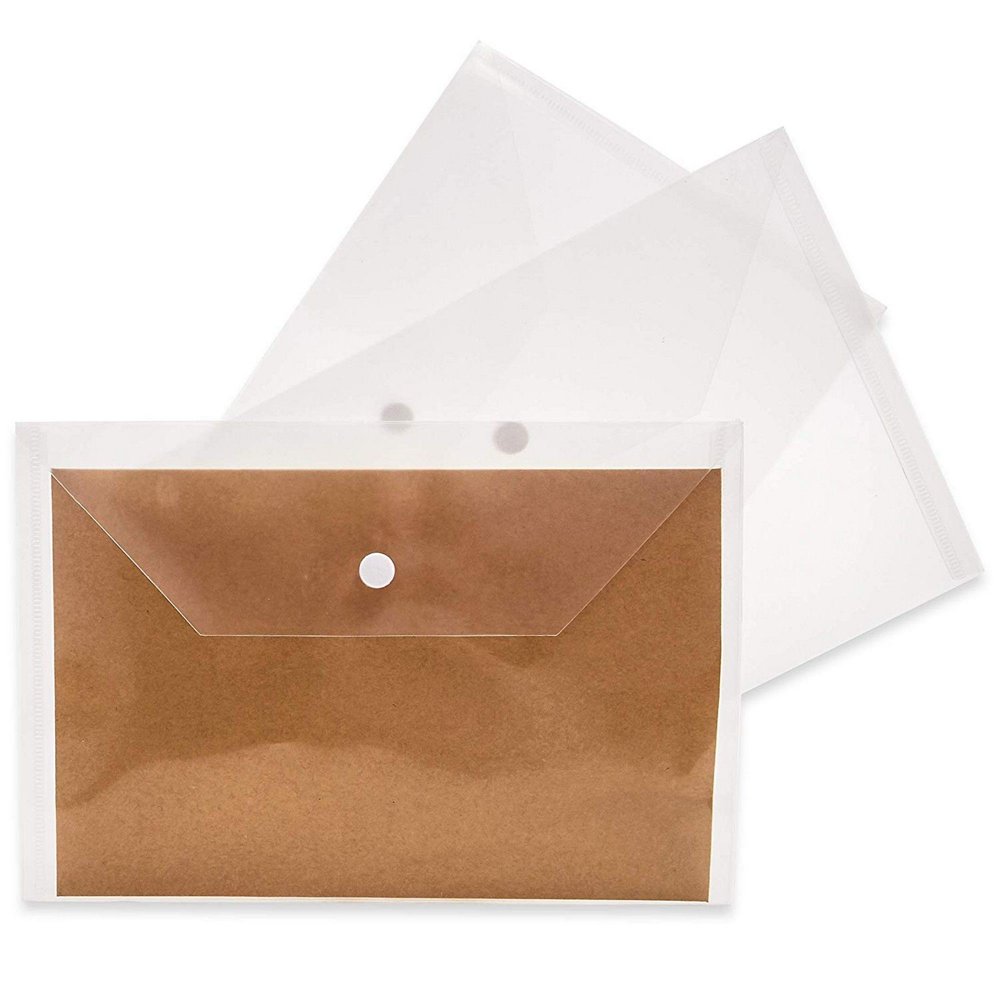 50Pack Plastic Poly Document Envelopes with Snap Closure, 10 X 6.5