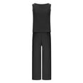 thumbnail image 5 of Scyoekwg 2 Piece Women Lounge Sets Fashion Round Neck Sleeveless Tops Elastic Waist Wide Legs Pants Casual Suit Sets (Black,S), 5 of 6
