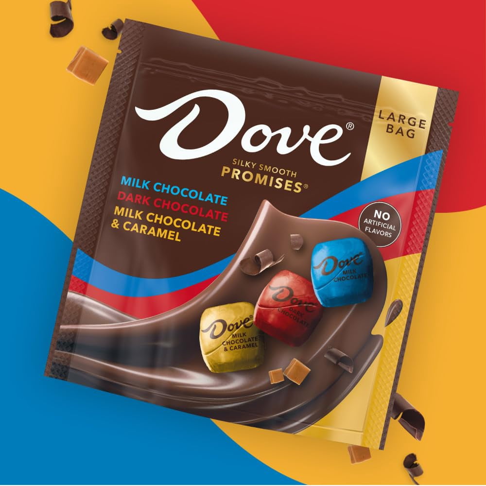 Dove Promises Milk Chocolate, Dark Chocolate, And Milk Chocolate & Caramel Variety Assortment, 14.08 Oz Large Bag (Pack Of 2) Packaging May Vary