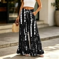 thumbnail image 2 of Sewkxo Womens Wide Leg Pants Drawstring Elastic High Waisted Ruffle Hem Palazzo Pants with Pockets,Dark Gray XL, 2 of 6