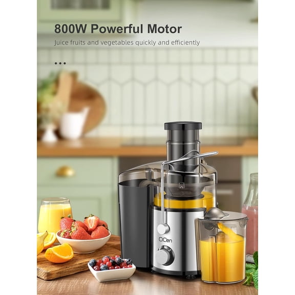 800W Centrifugal Juicer with 3 Inch Wide Mouth Feed Chute for Fruits Vegetables Easy Clean Stainless Steel