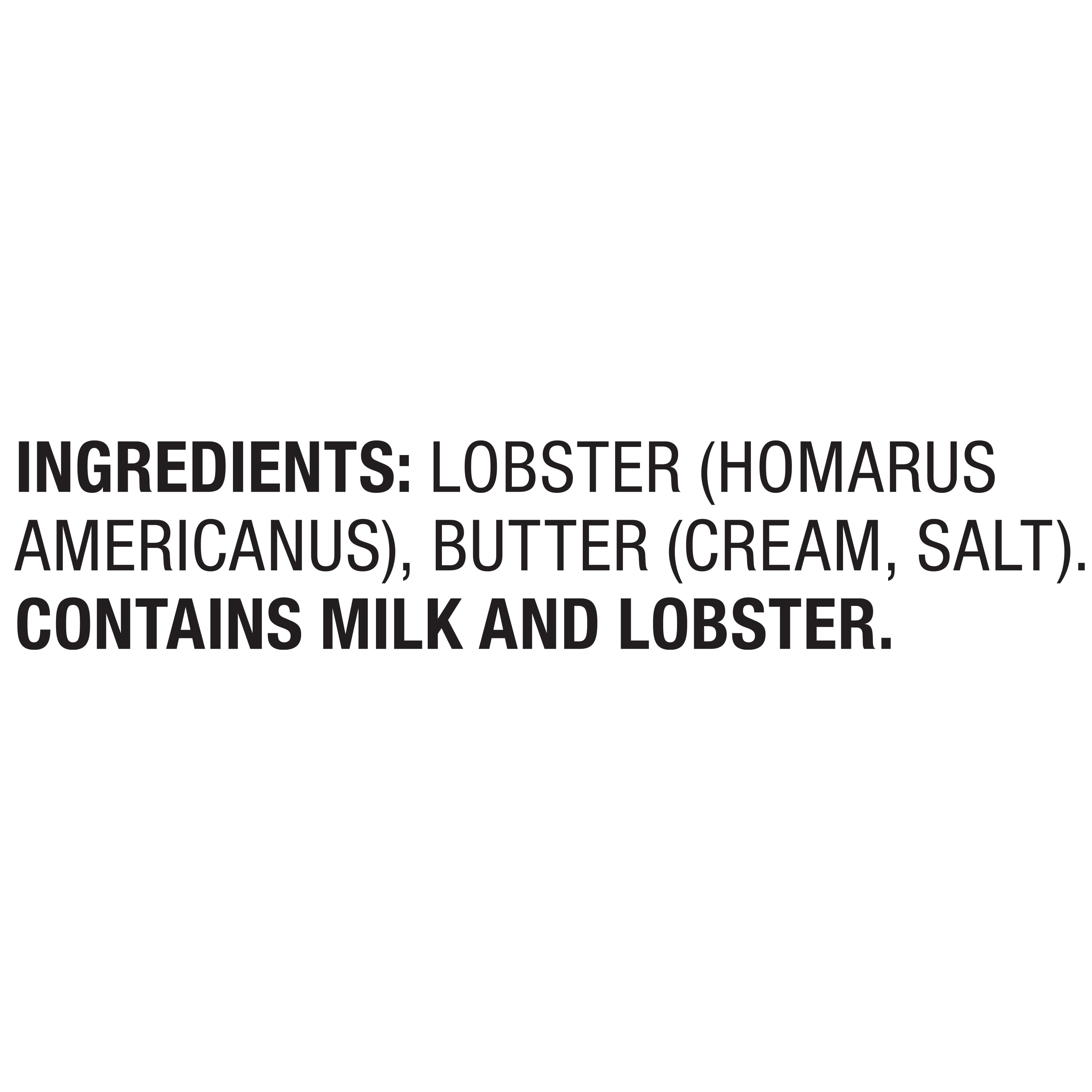 Marketside Frozen Wild Caught Cold Water Lobster Tails with Butter, 9 oz Box Contains lobster, milk.