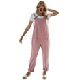 thumbnail image 4 of Womens Baggy Loose Bib Overalls Square Neck Adjustable Strap Rompers Jumpsuits Harem Pants, Pink, Medium, 4 of 5