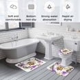 thumbnail image 6 of Bee Bathroom Rugs Set Purple Flower Wreath Non Slip Absorbent Soft Bath Mats 3 Piece Set with Bathroom Rug, U-Shaped Floor Mat, Toilet Seat Cover Large Size, 6 of 9