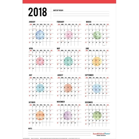 2018 yearly wall calendar laminated erasable 12 month poster