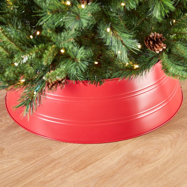 Holiday Time 27 Inch Red Metal Christmas Tree Collar