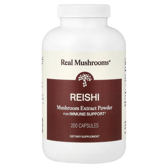 Real Mushrooms Reishi, Mushroom Extract Powder, 200 Capsules