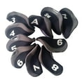 thumbnail image 4 of Set of 10 Golf Club Covers for Irons with Top Window 3, 4, 5, 6, 7, 8, 9, A, PW, Black Gray, 4 of 7