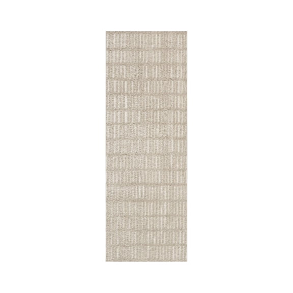 6' Beige Geometric Runner Rug