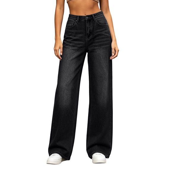 ClodeEU Women's Vintage High Waist Straight Leg Jeans,Casual Baggy Denim Pants ,Women's Plus L