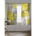 thumbnail image 5 of Sheer Curtains 63 Inch Length 2 Panels Set for Bedroom, Yellow Grey Semi Sheer Curtains for Windows, Modern Oil Painted Abstract Art Aesthetics Voile Window Treatments Rod Pocket Curtain, 5 of 7