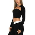 thumbnail image 2 of Liacowi Women Sexy Long Sleeve T Shirt Cut Out Slim Fitted Crop Tops Blouse Backless Top, 2 of 4