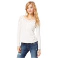 thumbnail image 1 of Camiseta henley Aeropostale de encaje para mujer blanquecino extra pequeña, 1 of 2