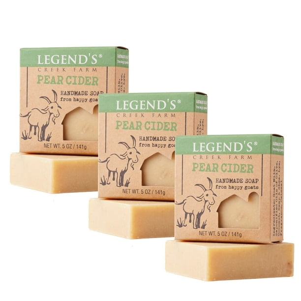 Jabón de leche de cabra Legend's Creek Farm – Barra de jabón hidratante limpiador para manos y cuerpo – Jabón natural suave nutritivo de espuma cremosa de 5 onzas para pieles sensibles (sidra de pera,