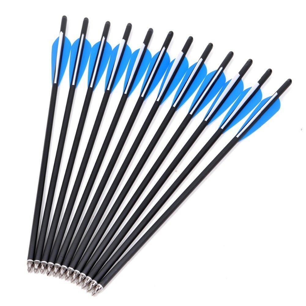 12pcs 17inch Crossbow Bolts Carbon hunt Arrow With 4" vanes Feather US Stock 