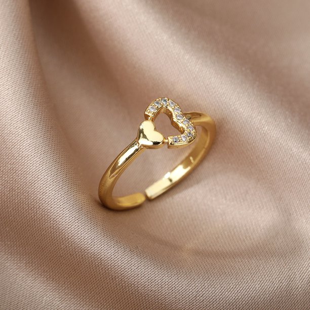 Anillo de mariposa de abeja para mujer, anillo de dedo de corazón de Luna de Zirconia cúbica de acero inoxidable ajustable abierto, joyería de cumpleaños elegante 2022 Dengxun unisex