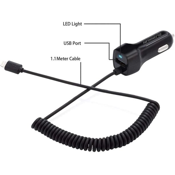 Cargador de coche con cargador de cable de 3 pies compatible con Iphone 13/12/11