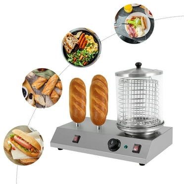 Electric Home Commercial Hot Dog Machine, Bun Warmer Stainless Catering Bread Maker, 458W