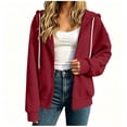 thumbnail image 5 of NominalSnug Zip up Hoodies for Women Full Zip up Long Sleeve Shirts Drawstring Hooded Sweatshirts with Pockets, 5 of 8