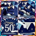 thumbnail image 4 of Blue Theme 50th Birthday Banner Gold Accent Display Star Pattern Balloon Decor 50th Anniversary Backdrop for Adult Birthday Party Family Celebration Photo Backdrop, 4 of 9