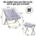 thumbnail image 7 of OAKHAM Comfy Saucer Chair with Ottoman, Folding Faux Fur Lounge Chair with Footrest Stool for Bedroom and Living Room, Flexible Seating for Kids Teens Adults, X-Large, Purple, 7 of 7