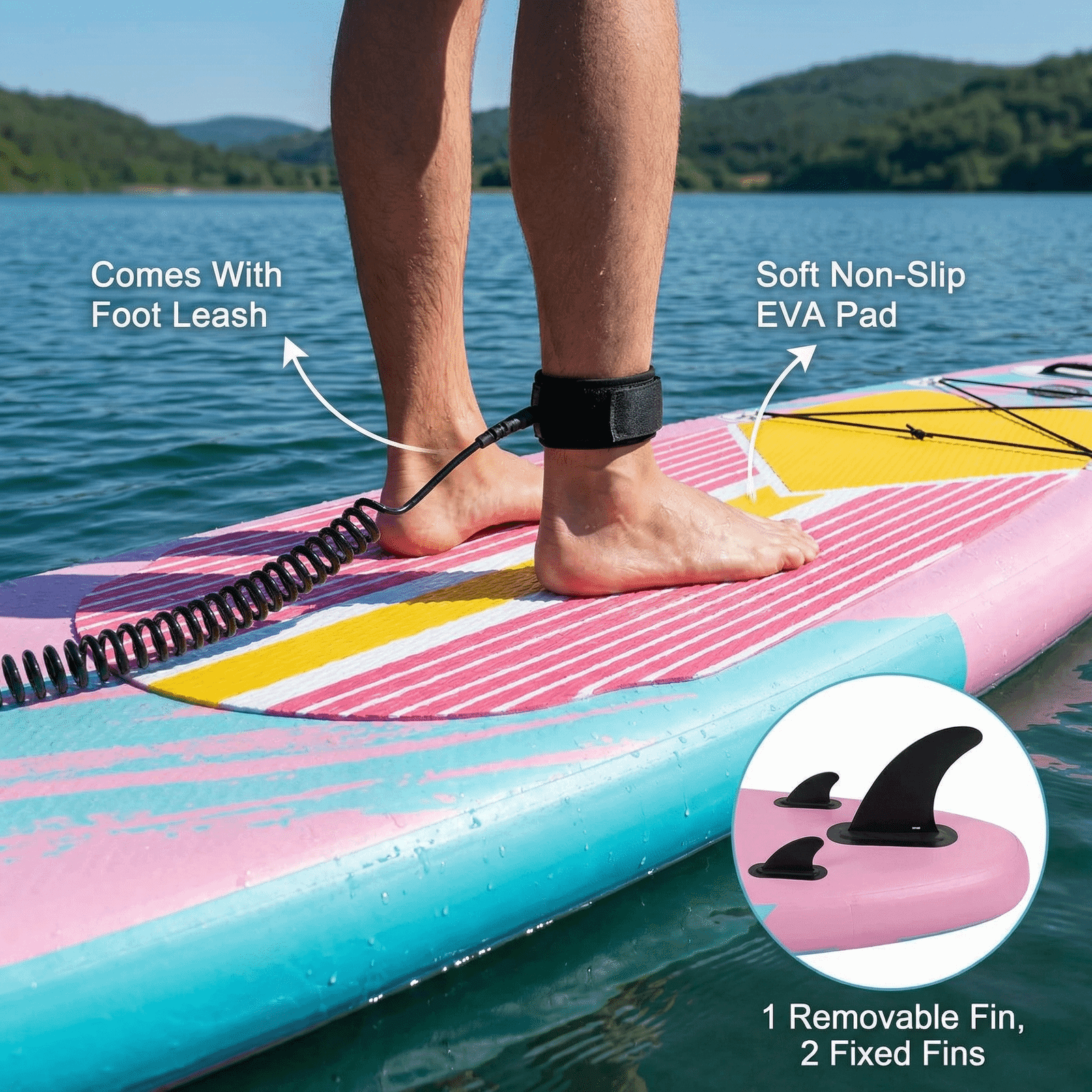 TLSUNNY Inflatable Stand Up Paddle Board, 12Ft Surfboard 6'' Thick SUP Paddle Board, with Carrying Bag, Hand Pump, Air Pump