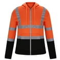 thumbnail image 4 of Htigea Vis Reflective Hoodie for Men Safety Work Hoodies with Zipper, Class 3 High Visibility Hoodie for Men Women, Hoodies for Surveyors Today Orange,M, 4 of 5