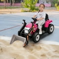 thumbnail image 2 of Costway Kids Ride On Excavator Digger 12V Electric Tractor RC w/ Digging Bucket Pink, 2 of 9