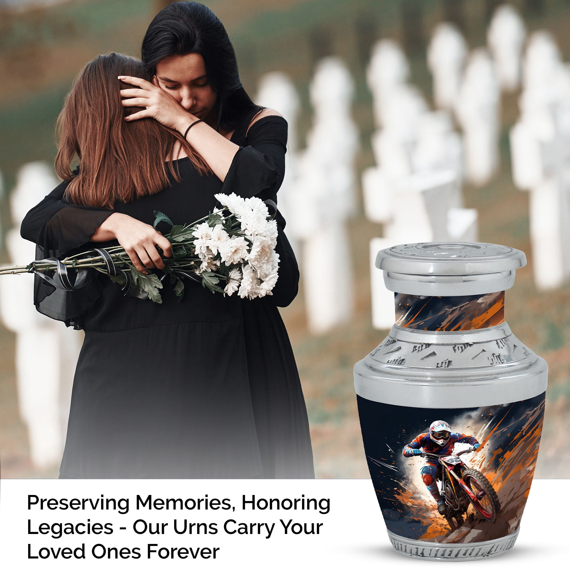Dirt Bike Charge Small Keepsake Urn for Precious Memories - Unique Mini Memorial for Adults Funeral Urns For Human Ashes - Memorial Urns 3 Inch, 1 Pc