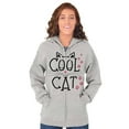 thumbnail image 4 of Crazy Lady Cool Cat Kitten Adorable Womens Plus Size Graphic Zipper Hoodie Brisco Brands 5X, 4 of 5