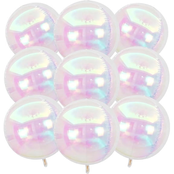 NOGIS Balloons 9 pcs, Birthday Decorations Giant 4D Round Balloons 22 Inch for Wedding Baby Shower Holographic Party Decor