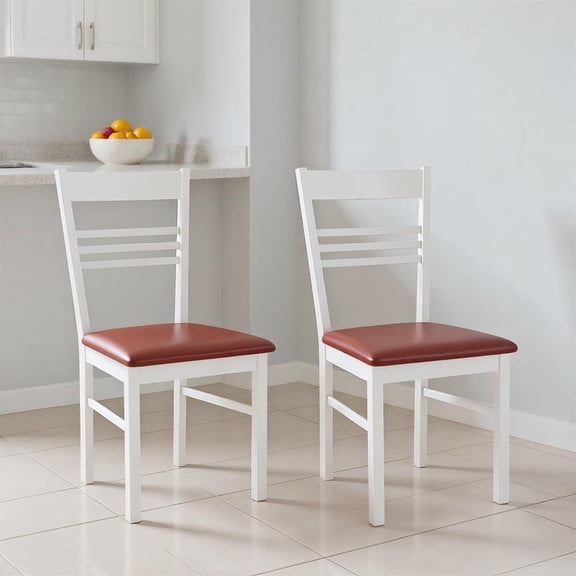 Topcobee Wood Dining Chairs Set of 2 with Rubber Wood Frame, Kitchen & Dining Room Chairs, Modern Furniture for Home-White