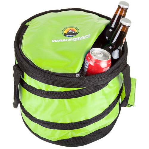 Popup Cooler, Collapsible with Leakproof Lining Holds 28 Cans By Wakeman Outdoors (Lime