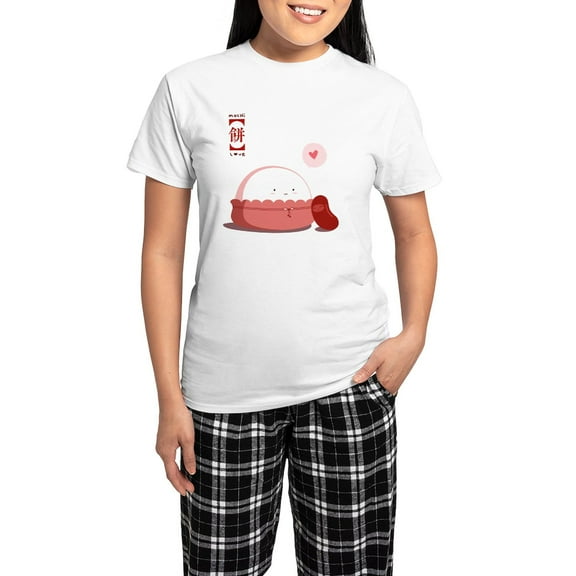 CafePress - Mochi Love Women's Light Pajamas - Women's Short Sleeve Print T-Shirt and Pants Light Cotton Pajama Set