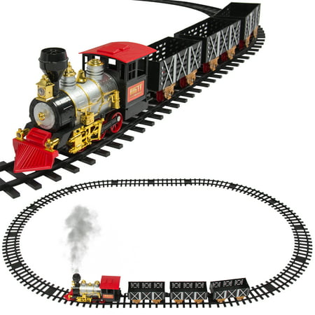 Best Choice Products Kids Classic Battery Operated Electric Railway Train Car Track Set for Play Toy, Decor w/ Real Smoke, Music, Lights - (Best Amtrak Train Trips)