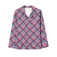 thumbnail image 6 of Diufon 2 Piece Sleepshirt Suits for Women Plaid Pajamas Set Wide Leg Nightwear Pant with Lapel Shirt Top, 6 of 6