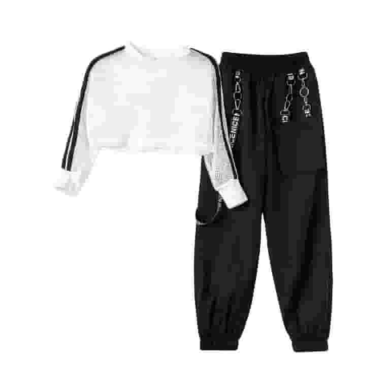 Alvivi Kids Girls 2 Piece Hip Hop Dance Costume Shirt Cargo Alvivi Kids Girls 2 Piece Hip Hop Dance Costume Shirt Cargo