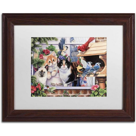 Trademark Fine Art 'Springtime Wonders' Canvas Art by Jenny Newland, White Matte, Wood Frame