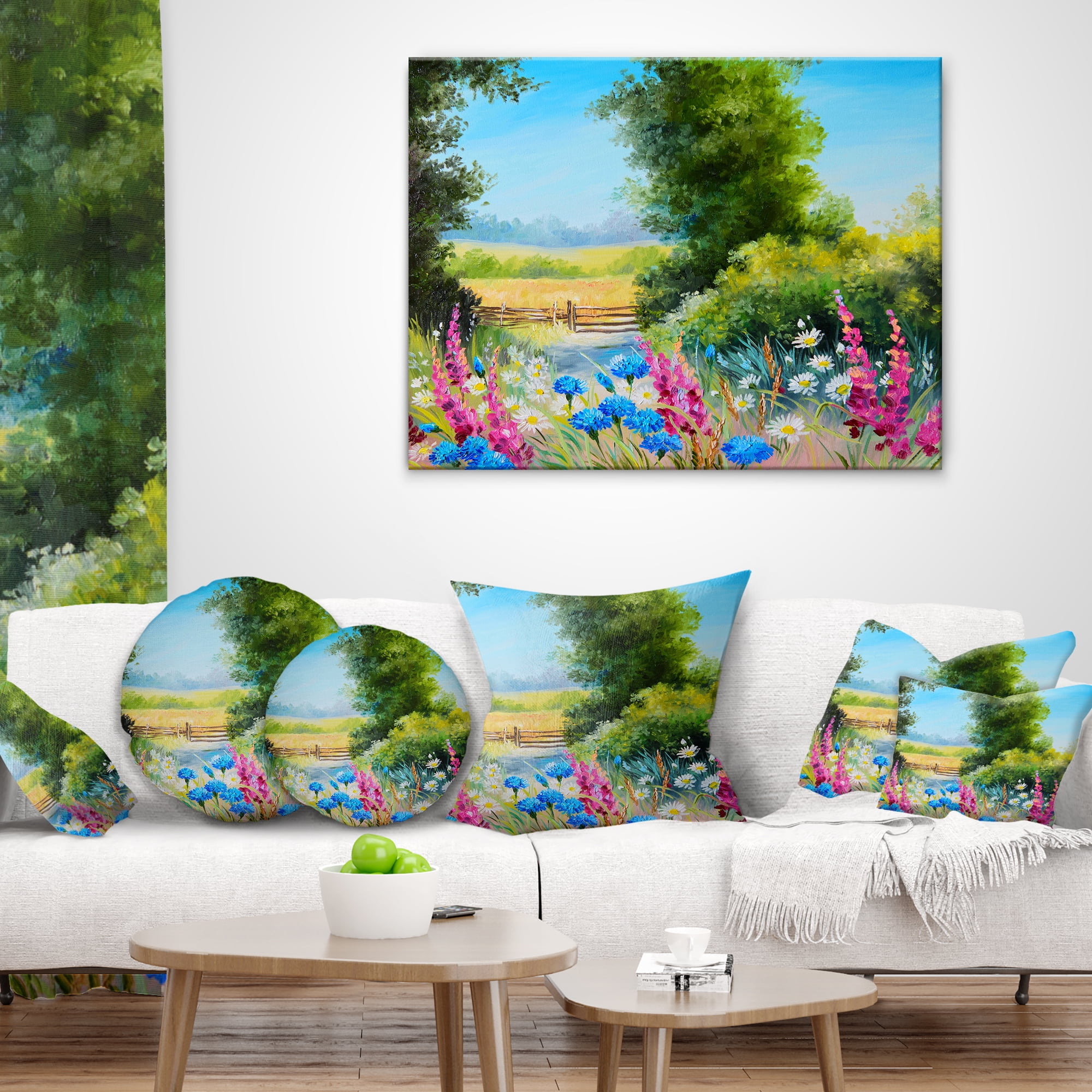 Designart World of Flowers - Floral Throw Pillow - 18x18
