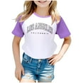 thumbnail image 1 of Girls Tops Tees & Shirts City Print Raglan Short Sleeve Tee for Kids Design Shirt, 1 of 3