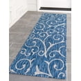 thumbnail image 1 of Unique Loom Botanical Collection Vine Floral Transitional Indoor and Outdoor Flatweave Runner Rug, 2 x 6 Feet, Blue/Gray, 1 of 1