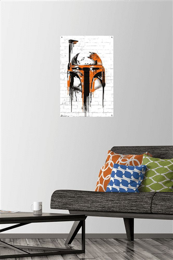 Star Wars: Saga - Boba Fett Black And Orange Wall Poster with Push Pins, 14.725" x 22.375"