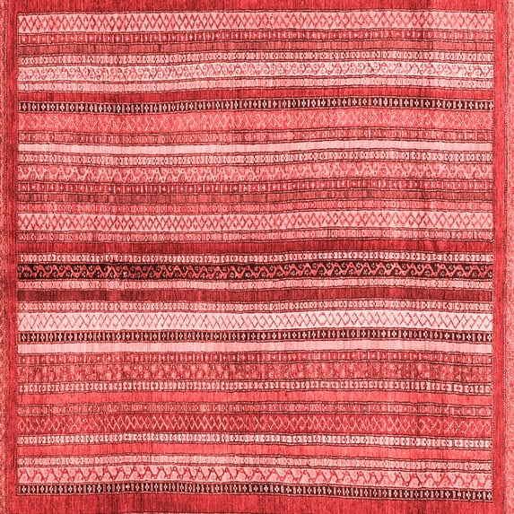 Ahgly Company Indoor Square Abstract Red Modern Area Rugs, 6' Square